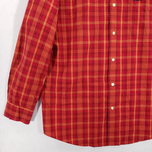 Chaps Shirt Men Extra Large Red Yellow Plaid Preppy Casual Easy Care Button Down - Picture 3 of 11